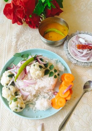 A picture of ASSAMESE ALOO PITIKA 😋 (Mashed potatoes Assamese style ALOO PITIKA).