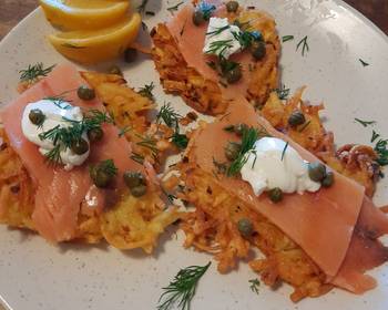 New Recipe Potato pancakes with smoked salmon Home Style