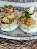 Huevos rellenos con mejillones en escabeche