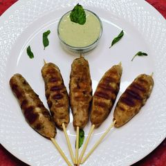 Falahari Kebabs with minty dip A picture of Falahari Kebabs with minty dip.