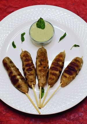 A picture of Falahari Kebabs with minty dip.