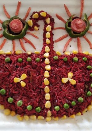 A picture of Beetroot Pulao.