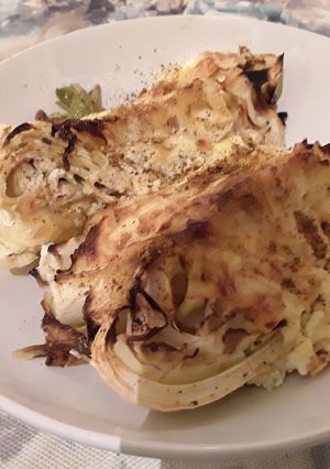 A picture of Sig's pointed cabbage bake.