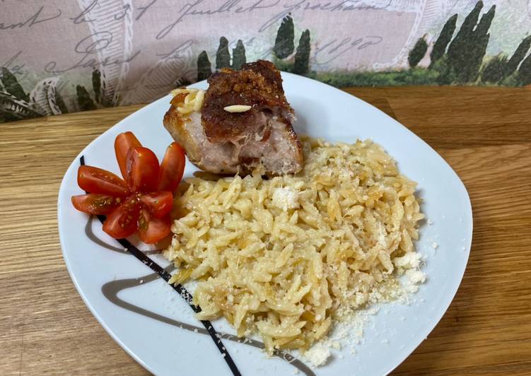 Giouvetsi-Schmorbraten mit Reisnudeln