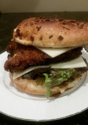 A picture of Brad's southwest chicken burger.