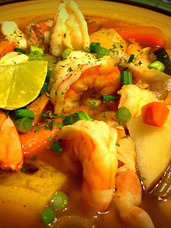 A picture of Spicy Bacon & Shrimp Soup .