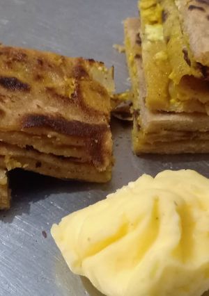 A picture of Homemade paneer paratha.