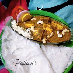 Hyderabadi paneer with Neer dosa A picture of Hyderabadi paneer with Neer dosa.