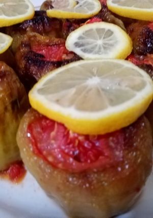 O poză a rețetei Ardei umpluți cu orez,la cuptor.