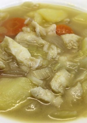 Una foto de Porrusalda de bacalao