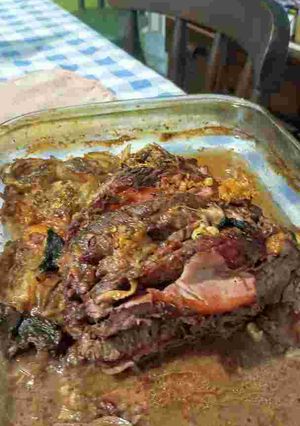 Una foto de Carne rellena con jamón y queso