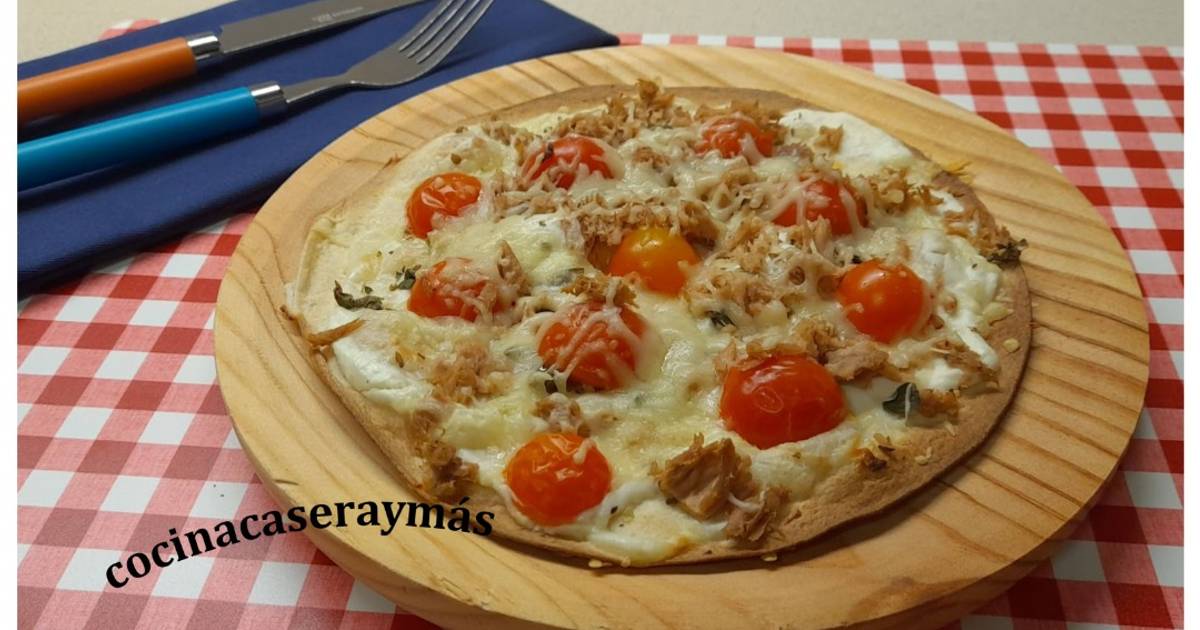 Pizza en tortilla de trigo Receta de M.E.T.R. (MªElena) Cookpad
