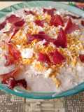 Crema fría de espárragos con almendras, jamón y huevo