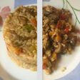 Arroz con gurumelos y pimientos en paella