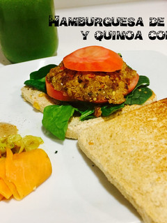 Una foto de Hamburguesa de arroz con lentejas y quinoa