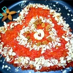 A picture of Valentine's Day special Carrot Halawa.