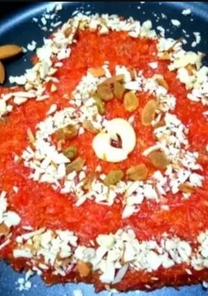 A picture of Valentine's Day special Carrot Halawa.