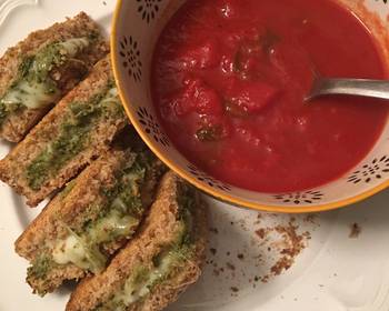 Latest Recipe Low fat grilled cheese pesto sandwich and tomato soup Home Style