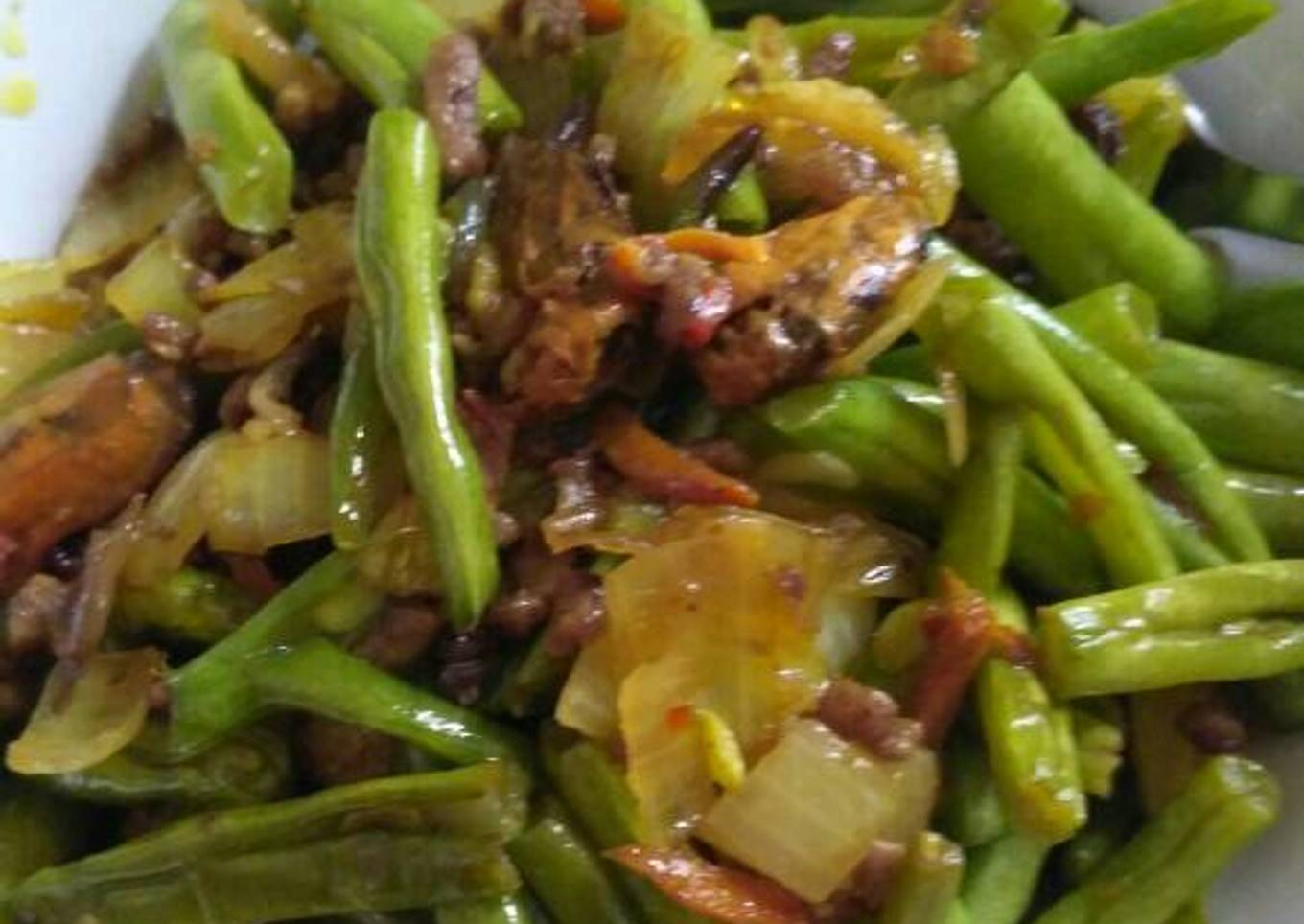 Tumis buncis daging cincang