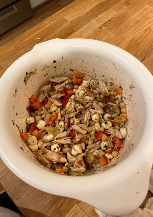 A picture of Sun dried tomato dense bean salad.