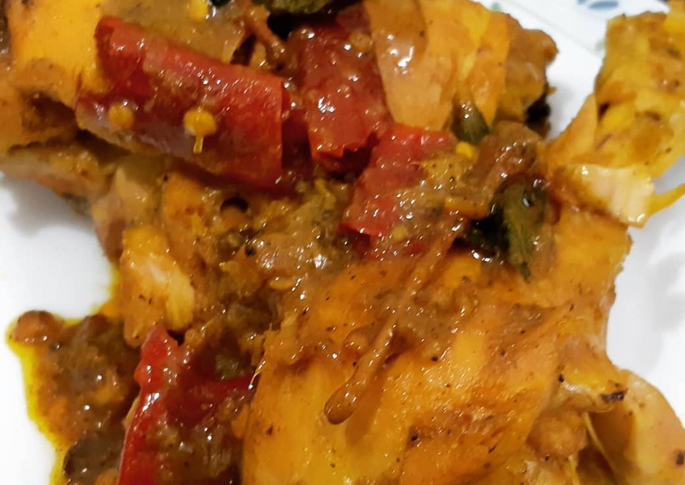 No oil Spicy Saucy Chicken