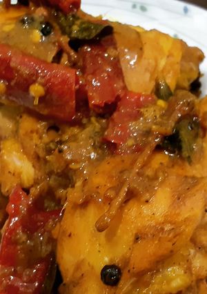 A picture of No oil Spicy Saucy Chicken.