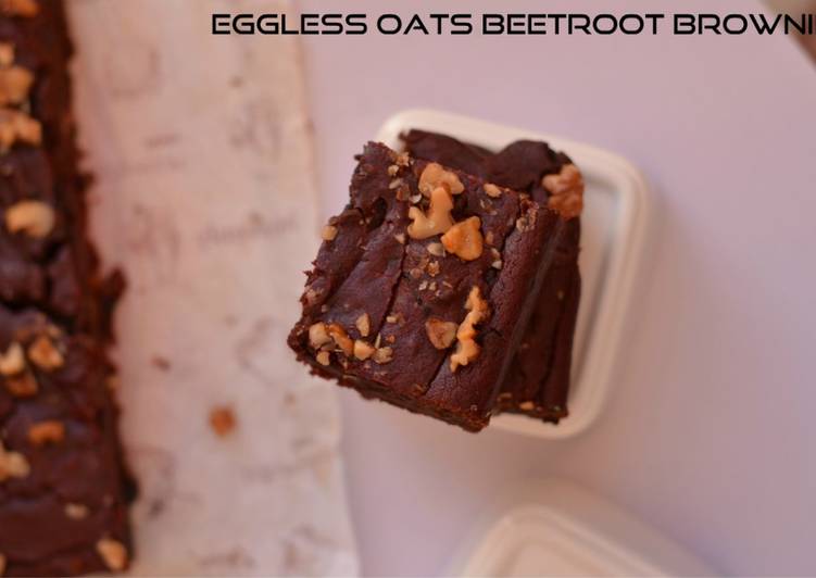 Eggless Oats Beetroot Fudge Brownie