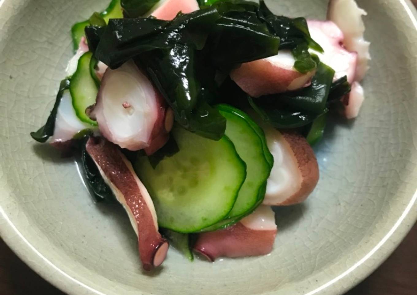 Cucumber and octopus sunomono