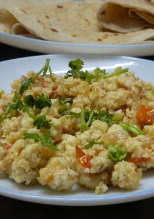A picture of Cottage cheese scrambled (Paneer Burji).