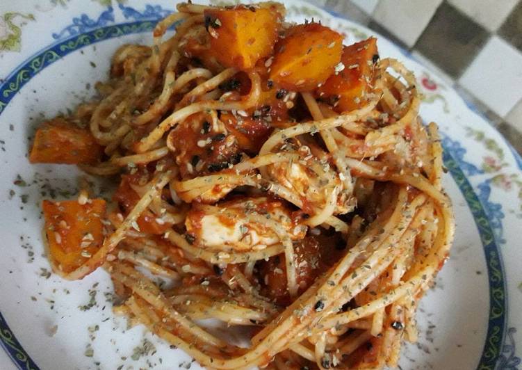 Recipe of Homemade Spicy Chicken Pumpkin Pasta