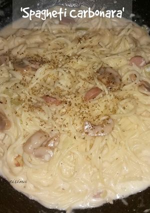 Foto resep Spagheti carbonara with mushroom & sosis ayam