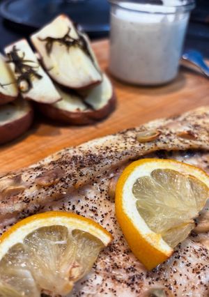 Citromos, fokhagymás pisztráng recept fotója