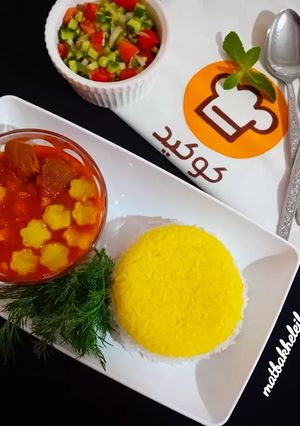 عکسی از دستور قیمه یزدی یا نخودآله کاشان