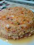 Tortilla de tomates al horno rellena de jamón y queso