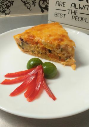 Una foto de Quiche de arroz con verduras y Jamón de Pavo (sin masa)