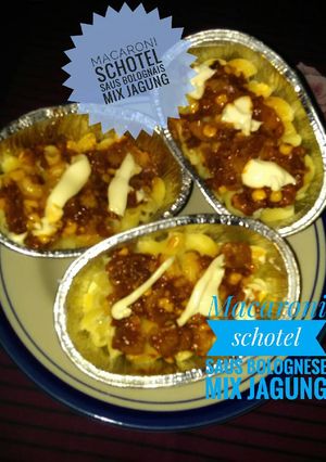 Foto resep Macaroni schotel saus bolognese mix jagung