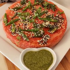 A picture of Beetroot Dhoklas.