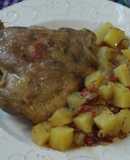 Contramuslo de pavo guisado con verduritas