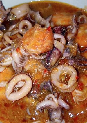 Foto resep Cumi & udang Saos Padang