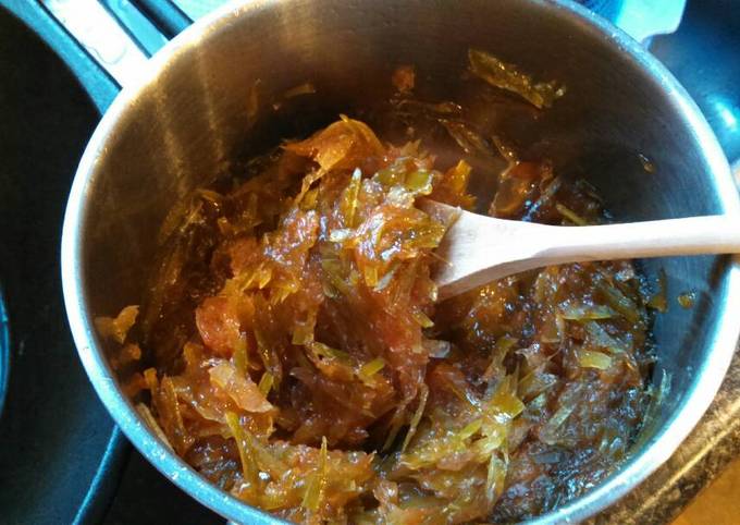 Recipe of Eric Ripert Honey Rock sugar Pomelo Jam (great for autumn) 蜂蜜冰糖柚子膏