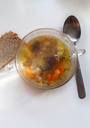 Фото Суп с куриными патрошками.