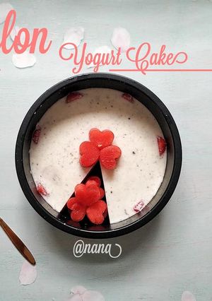 Hình của món Bánh Yogurt Pudding dưa hấu.