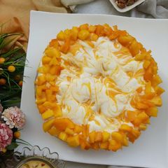 A picture of Mango Tres Leches Cake.