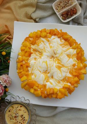 A picture of Mango Tres Leches Cake.