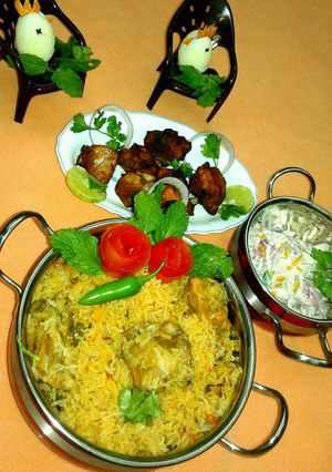 A picture of Country chicken biryani.