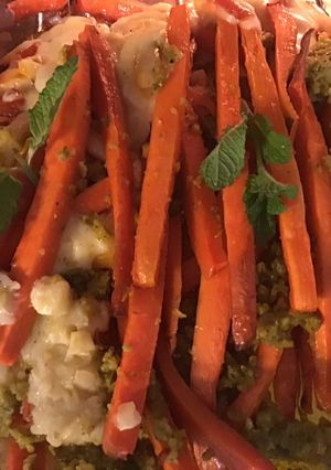 A picture of California Farm Grilled Carrots with Gouda Cheese Dinner.