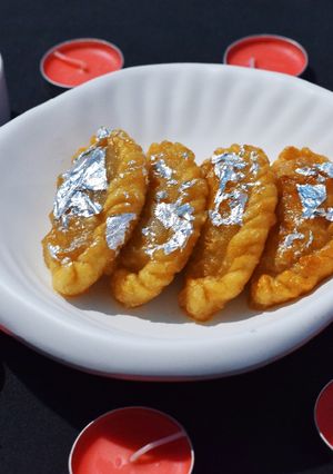 A picture of Semolina Walnut Gujiya.