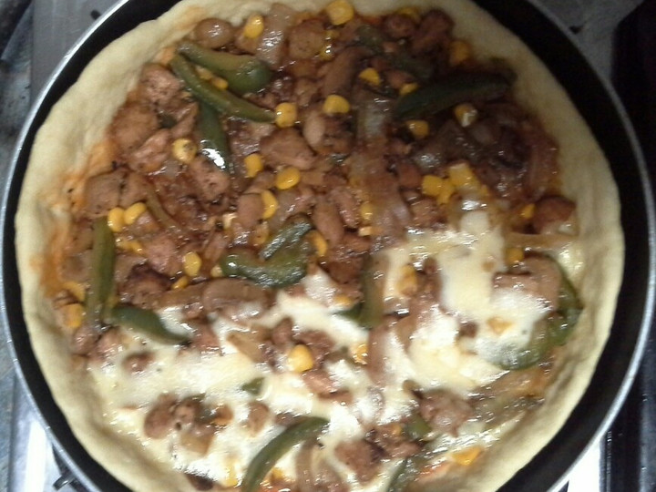 Cara Gampang Menyiapkan Pizza teflon ayam lada hitam 🍕🐓 yang Lezat Sekali