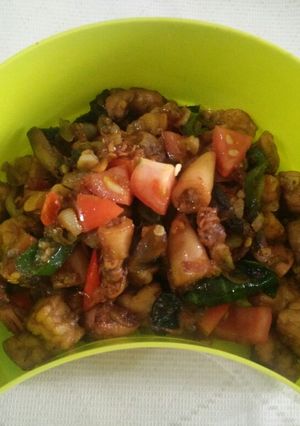 Foto resep Tumis asin cumi, tempe dan jamur pedas
