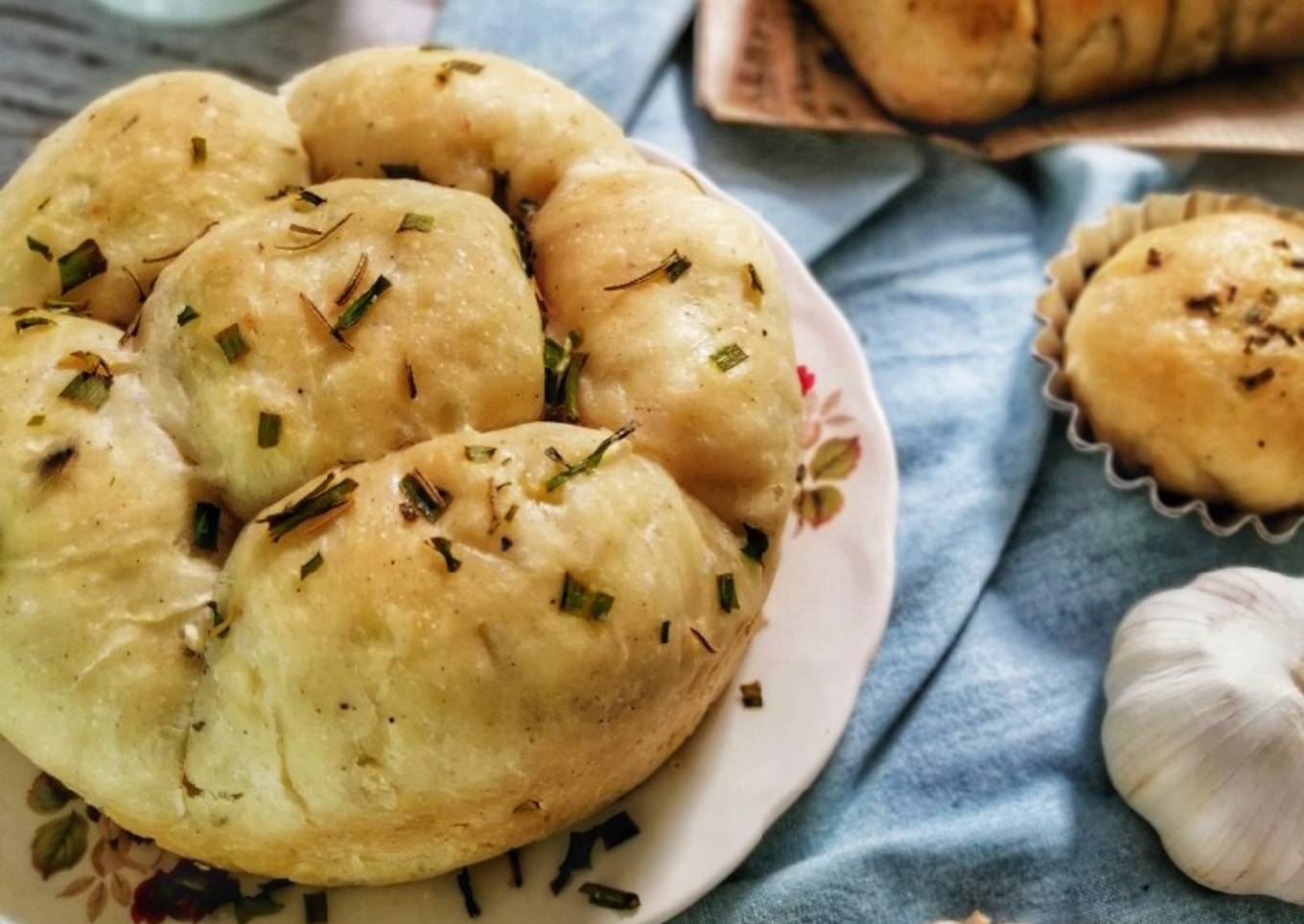 Roti rosemary bawang putih tanpa roti